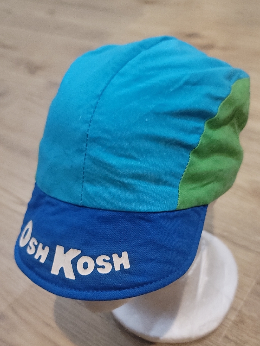 OshKosh B'gosh Colorblock Baby Hat Teal Blue Green Vintage 90s Made in USA